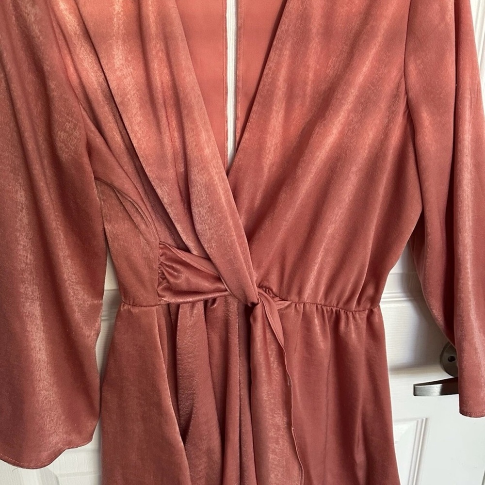 Zara Chic Pink Wrap Jumpsuit Romper Dusty Pink - Picture 6 of 9
